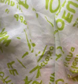 Lime Graffiti 100% Linen Fabric
