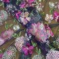 Embroidered Navy Mesh Fabric