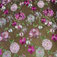 Pink Multi Embroidery on Black Mesh Fabric
