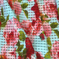 Light Blue Open Check with Pink Floral Fabric