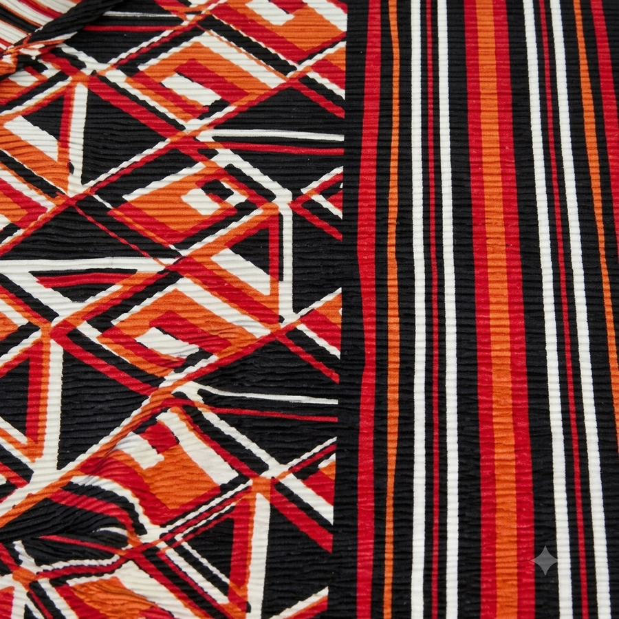 Multicolor Geometric Pleated Knit Fabric