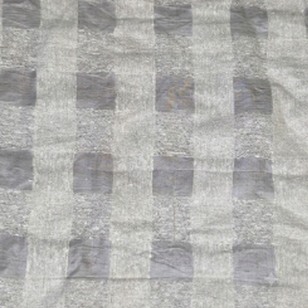 Ivory Checkered Raw Silk Fabric