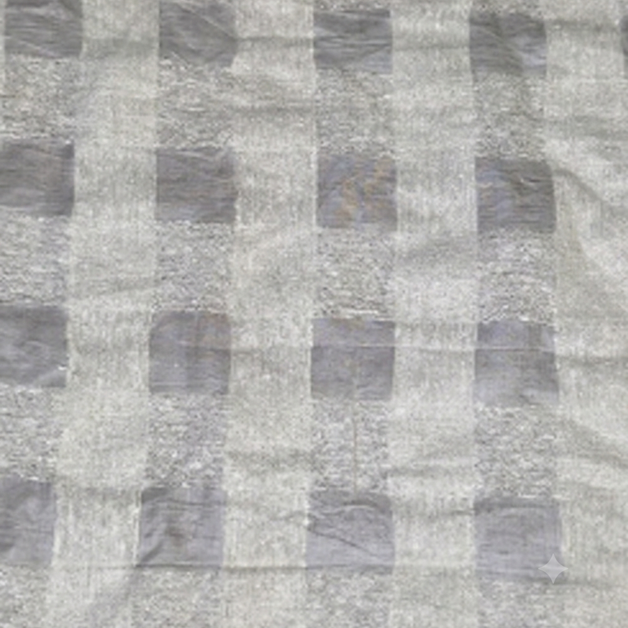 Ivory Checkered Raw Silk Fabric