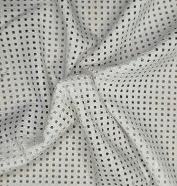 White & Brown Micro-Check Sheer Woven Fabric