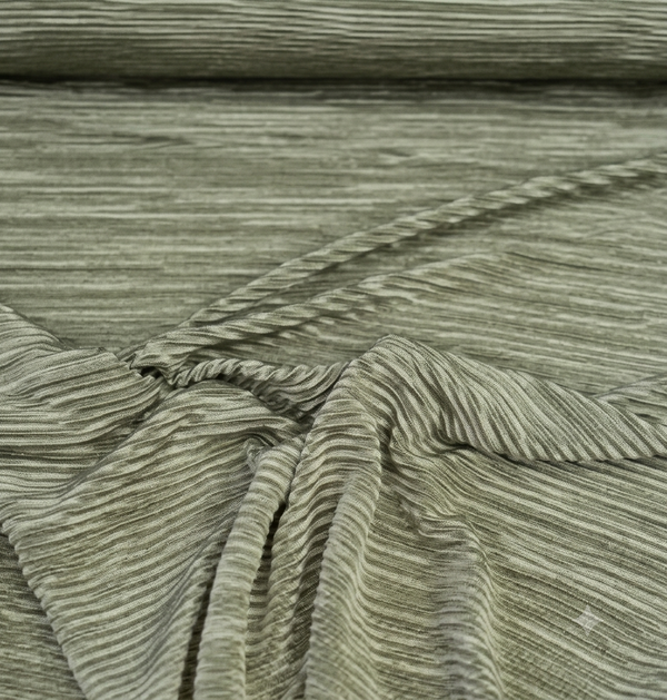 Sage Green & Silver Horizontal Ribbed Jacquard Fabric