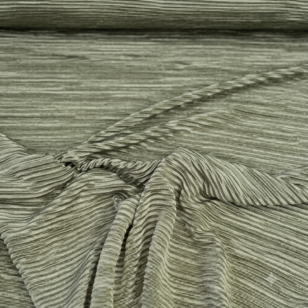 Sage Green & Silver Horizontal Ribbed Jacquard Fabric