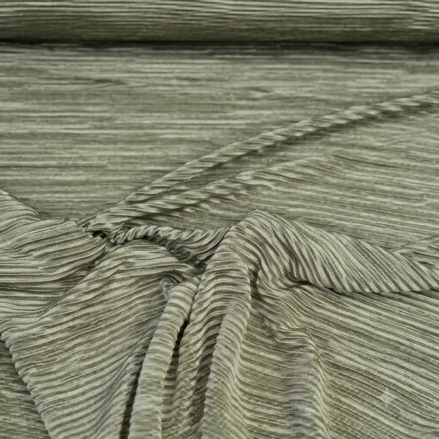 Sage Green & Silver Horizontal Ribbed Jacquard Fabric