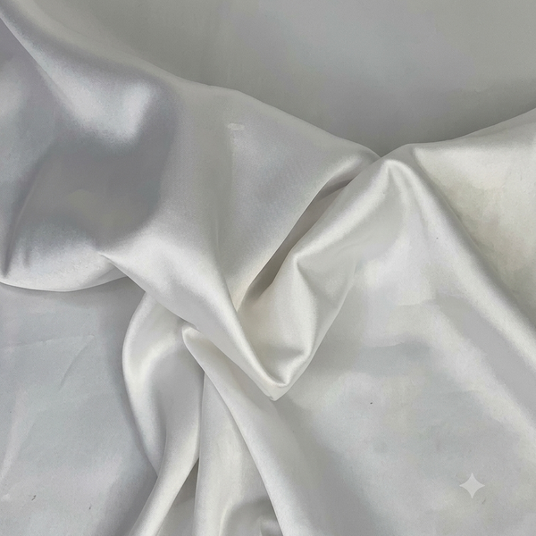 Off-White Silk Rayon Satin Fabric
