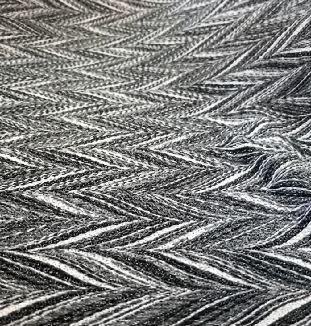 Black & Silver Chevron Jacquard Fabric