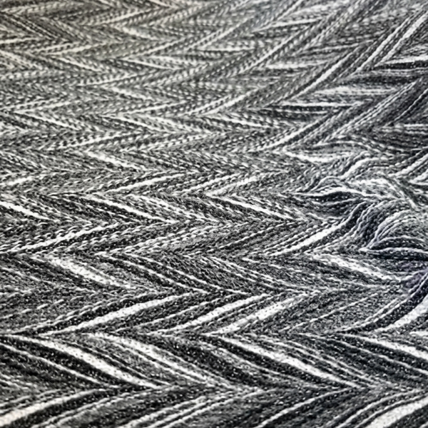 Black & Silver Chevron Jacquard Fabric