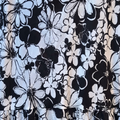 Black & White Floral Print Linen Fabric
