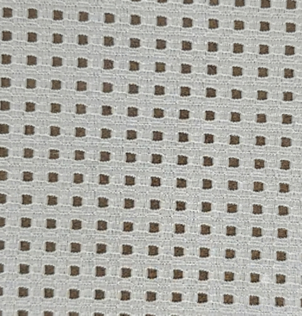 White & Brown Geometric Sheer Design Polyester Fabric
