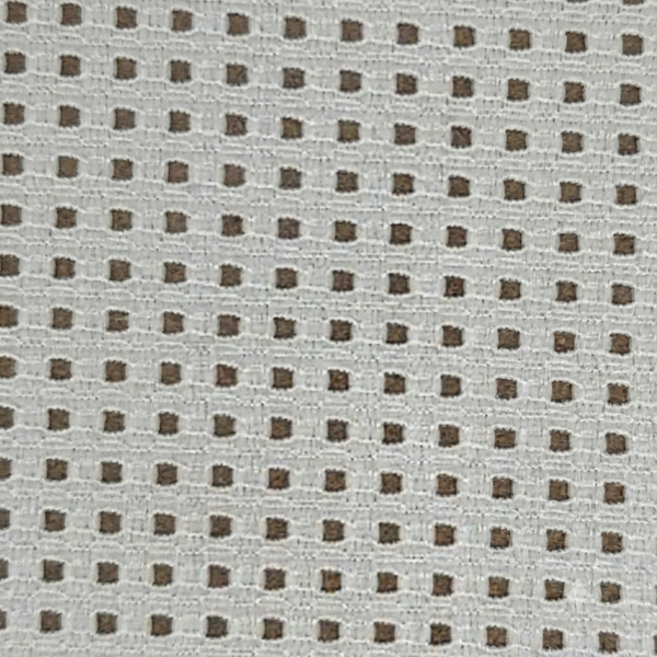 White & Brown Geometric Sheer Design Polyester Fabric