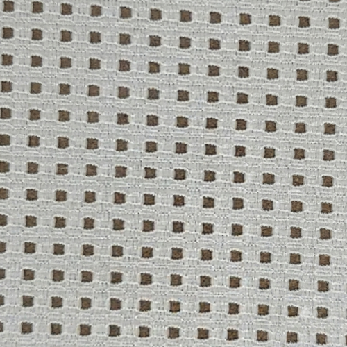 White & Brown Geometric Sheer Design Polyester Fabric