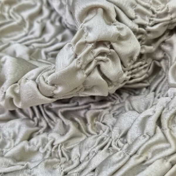 Champagne Smocked Velvet Fabric