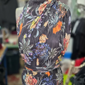 Black Floral Pleated Knit Fabric