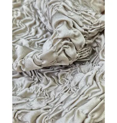Champagne Smocked Velvet Fabric