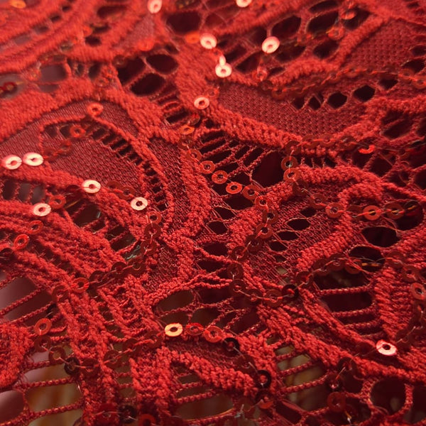 Red sequined lace